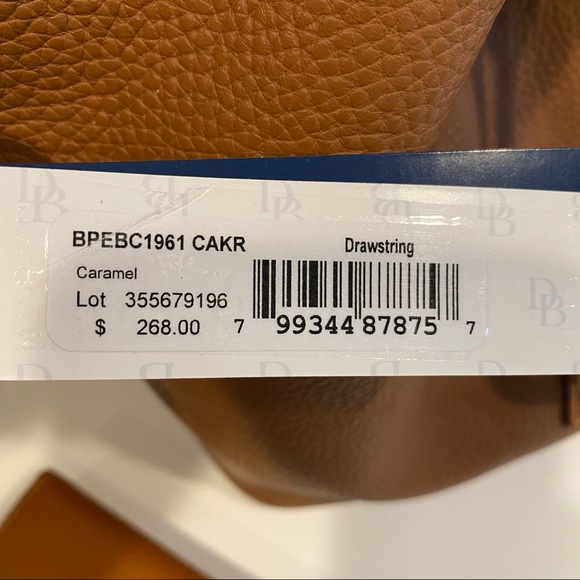 NWT Dooney & Bourke Pebble Grain Drawstring Bag in Caramel - Picture 5 of 5